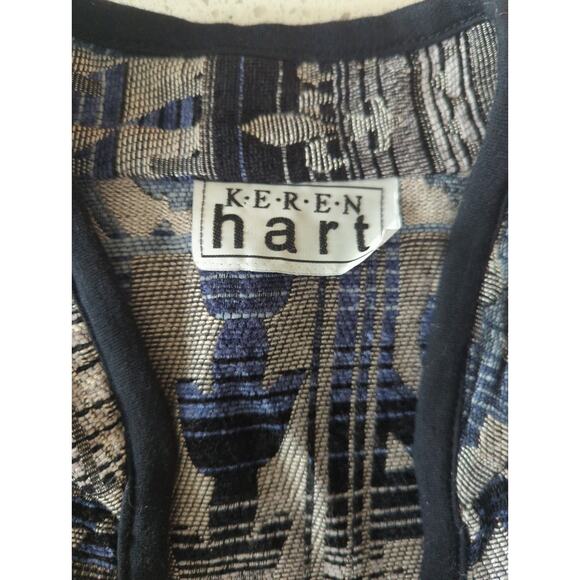 Karen Hart blue fluer de lis pattern jacket size L - Picture 3 of 3